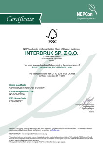 INTERDRUK SP. Z O.O. FSC COC Certificate 1.10.2018-1