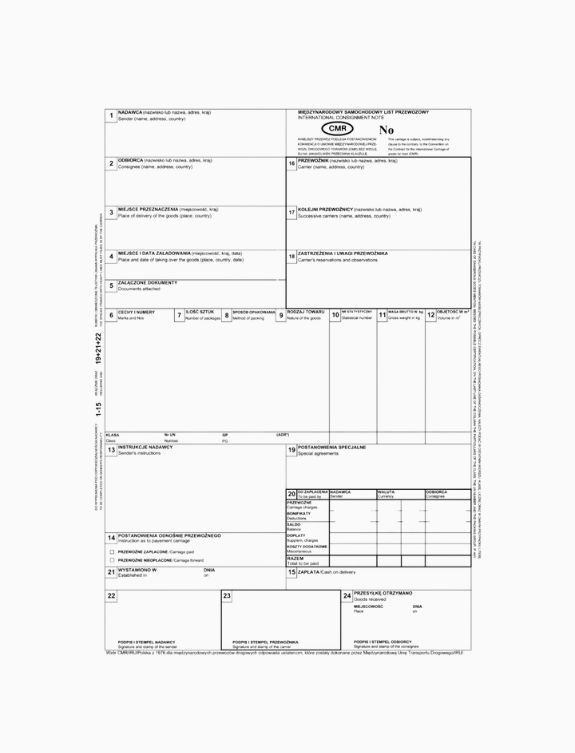4-odcinkowy list przewozowy cmr samokopiujący oryginał i trzy kopie dla kierowcy 4-odcinkowy list przewozowy cmr samokopiujący oryginał i trzy kopie dla kierowcy