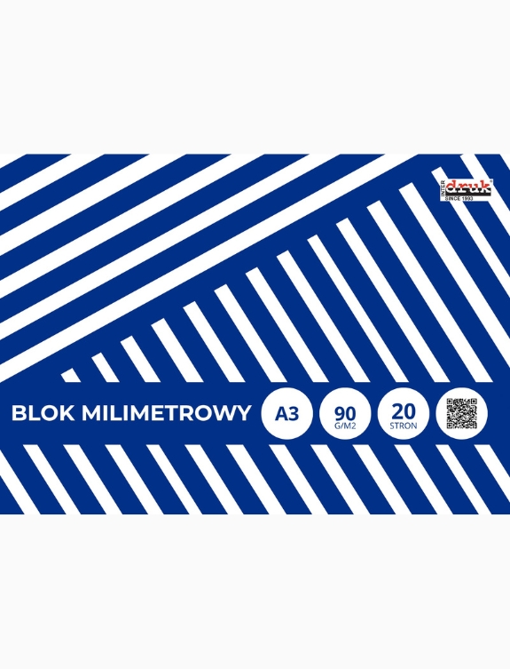 Blok milimetrowy A3, 20 kartek, gramatura 90 g/m2 – widok okładki