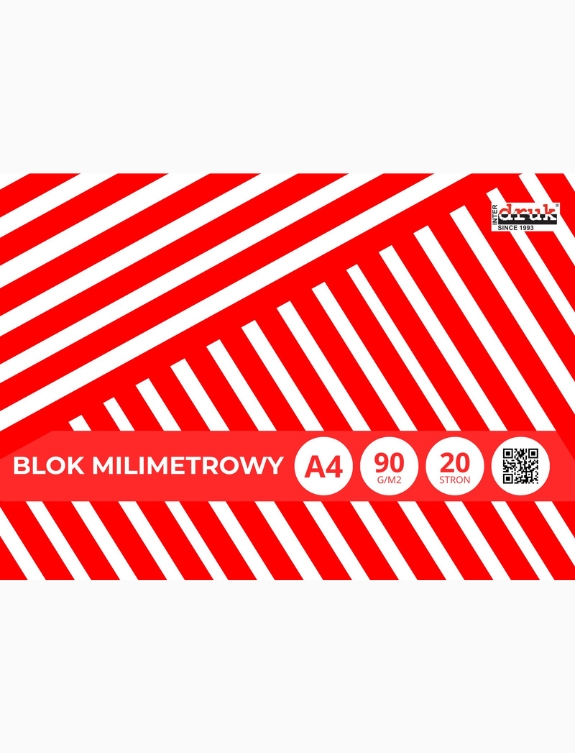 Blok milimetrowy A4 20 kart 90g z pomarańczową podziałką Pantone
