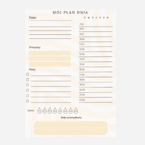 Elegancki planer dzienny 100 kart bez okładki na modnym beżowym papierze grubym 90g