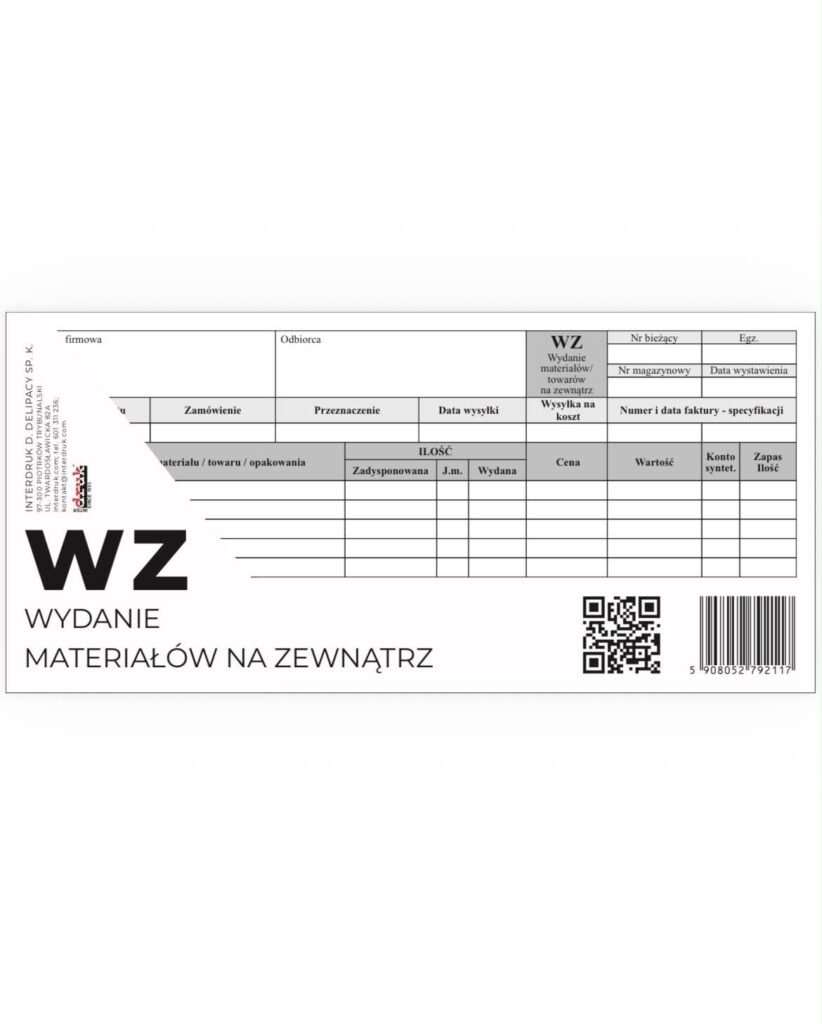 wypelnianie druku magazynowego wz wydanie zewnetrzne przy wydaniu towaru z magazynu