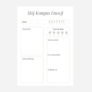 Planer emocji Mój Kompas Emocji Interdruk - minimalistyczny blok dziennika uważności ze sztywną podkładką A4 i A5