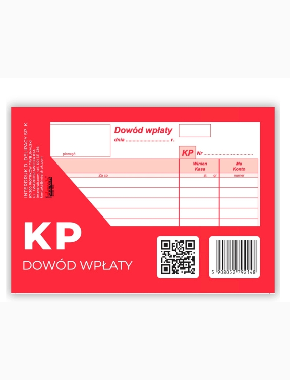 rubryki druku kp kasa przyjmie kwota slownie dane wplacajacego tytulem