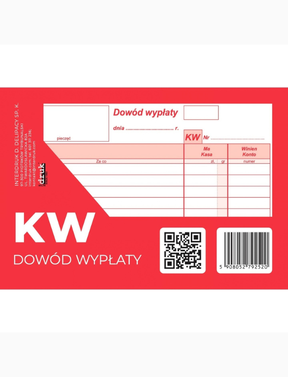 druk kw dowod wyplaty 80 kart samokopiujacych a6 blok kasowy