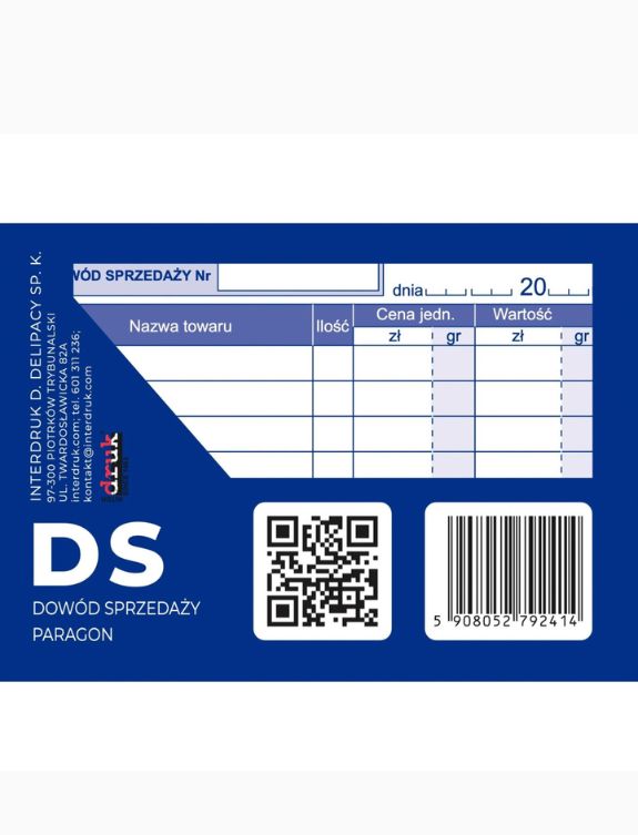 druk dowod sprzedazy paragon a7 80 kartek samokopiujacy
