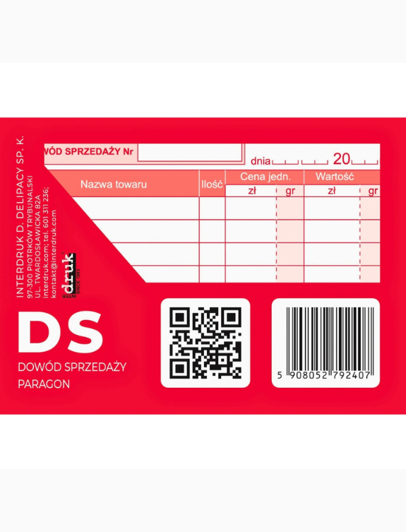 druk dowod sprzedazy paragon a7 80 kartek samokopiujacy