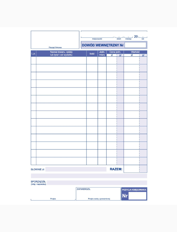 druk dowod wewnetrzny a5 40 kartek papier offsetowy