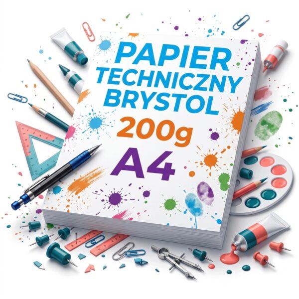 apier techniczny brystol a4 bialy 200g 100 kart blok klejony